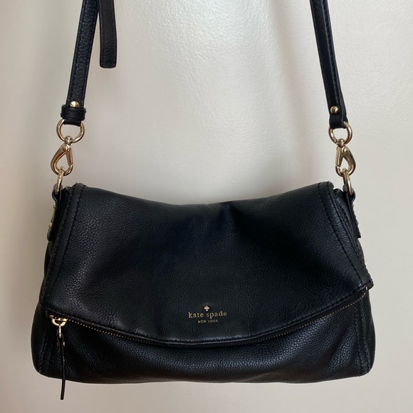 Kate Spade Black Soft Leather Adjustable Strap Crossbody Shoulder Handbag - Picture 2 of 16